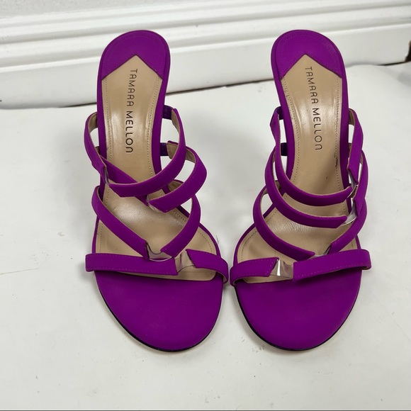 Tamara Mellon Slash 4” heel open toe with pvc panel strap in magenta Size 40.5 - Picture 4 of 9